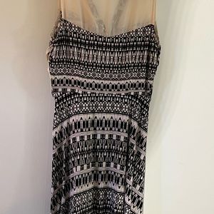Side zip tan black Aztec print dress